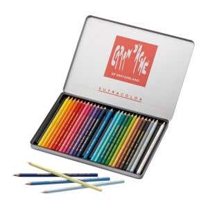 Caran d'Ache Pencils Supracolour Watercolour Tin Case - 30 Assorted colours