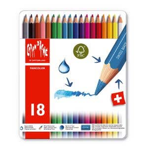 Caran d'Ache Pencils Fancolour Watercolour Tin Case - 18 Assorted colours