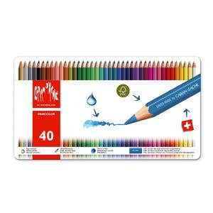 Caran d'Ache Pencils Fancolour Watercolour Tin Case - 40 Assorted colours