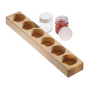 Wooden Holder for 6 Paint Jars w/ Lids