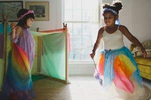 Sarah's Silks Toddler Skirt 2-4 blue/rainbow