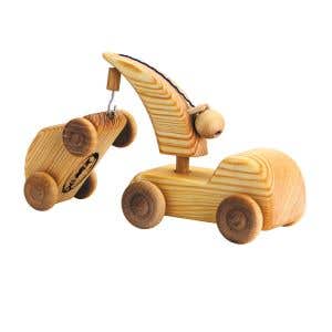 Debresk Wooden Toy Tow Truck w/ Mini Car Small