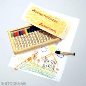 Stockmar Wax Stick Crayons Wooden Box - 16 Assorted