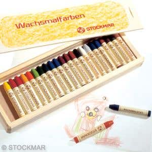 Stockmar Wax Stick Crayons Wooden Box - 24 Assorted