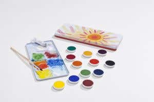 Stockmar Opaque colours 12 colours includes Opaque White. Brush and Mixing Palette