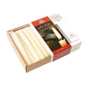 Dipam Beeswax Christmas Tree Candles 20 Pieces - Ivory/White