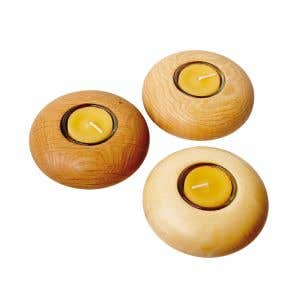 Dipam Tealight Holder Low Spherical TLK1 Alder Wood 3 Pieces