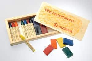 Stockmar Wax Crayons Combo Standard Wooden Box - 8 Blocks & 8 Sticks Assorted